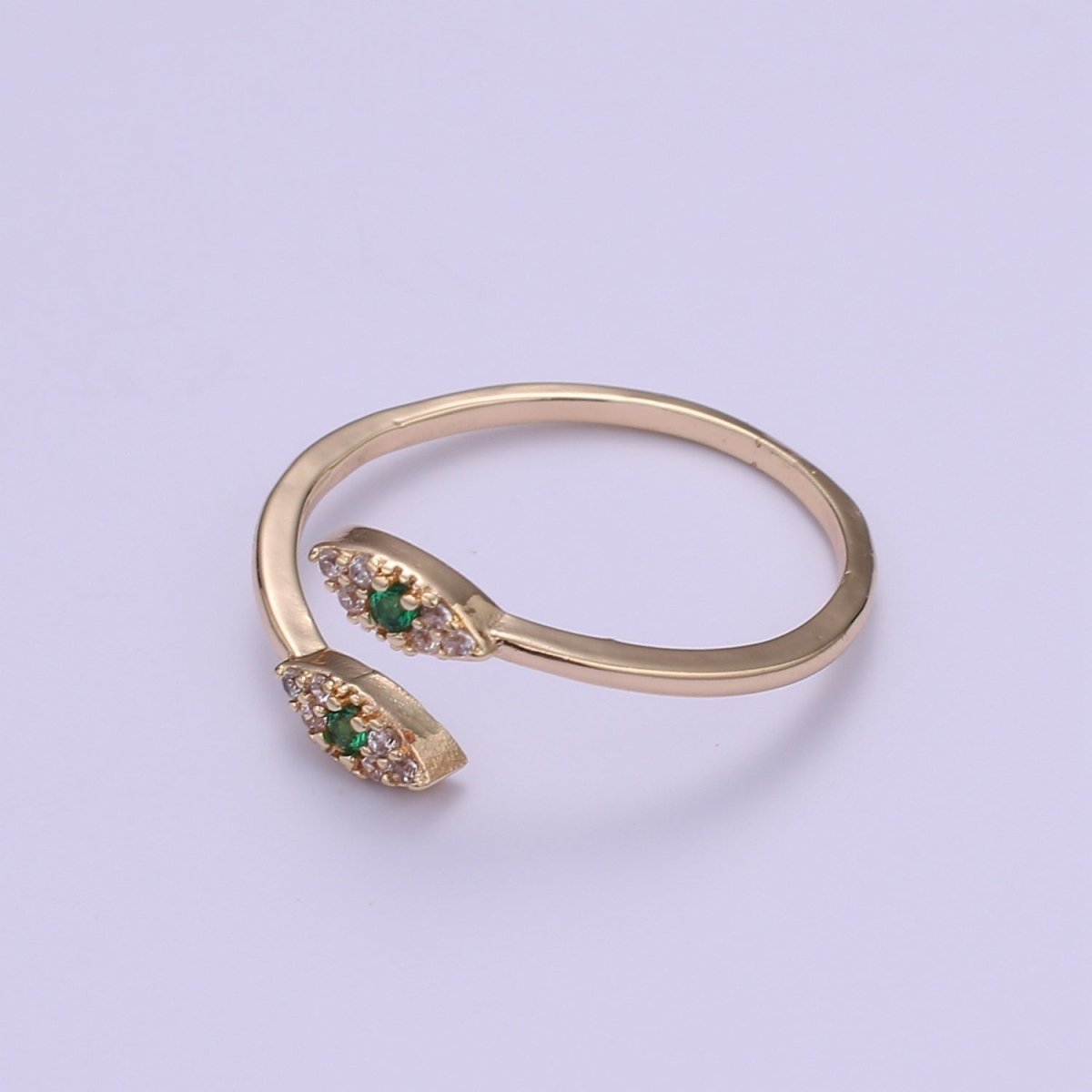 1pc End-to-end Crystal Eye on Golden Circle Ring CZ Gold Filled Geometric Casual Ring Jewelry O-954 - DLUXCA