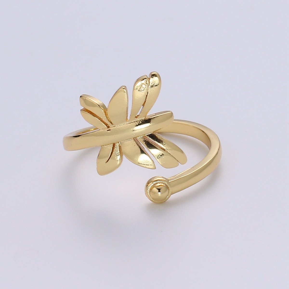1pc Flying Butterfly 24K Ring, Adjustable Gold Curb Ring, Simple Mariposa Ring, Garden lover Ring, Bow Ring R530 - DLUXCA