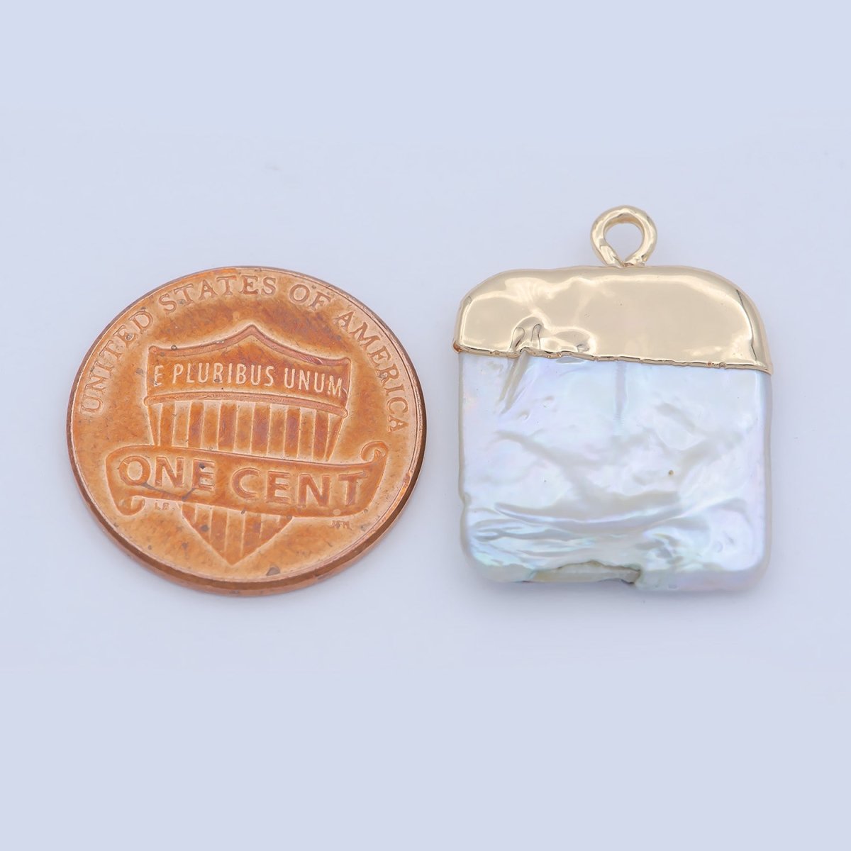 1pc Freeform Square Shape Baroque Pearl Charm with18k Light Gold Plated Edge for Necklace Anklet Bracelet Earring Charm Supplies 22mmx15mm P-1807 - DLUXCA