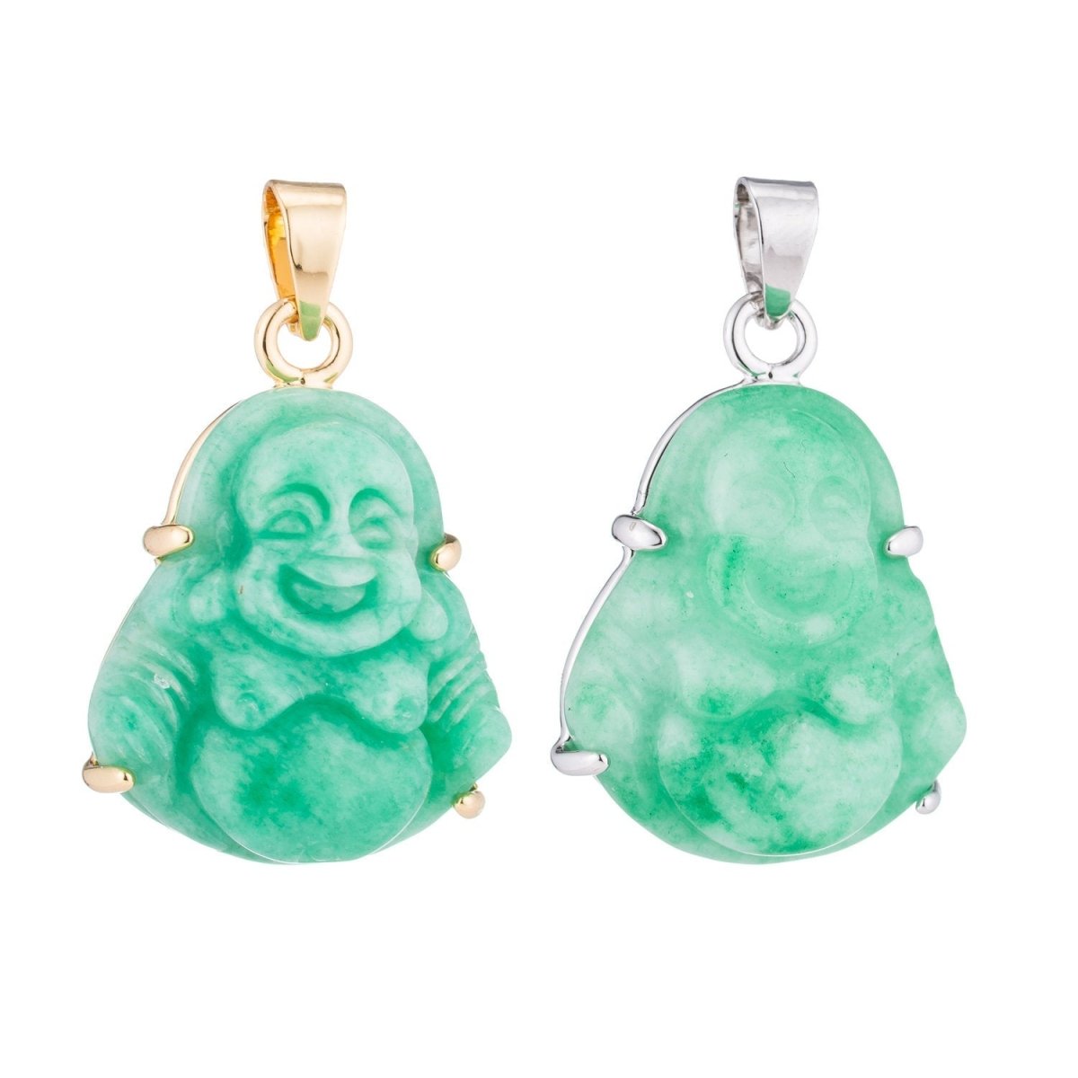 1pc Genuine Green Jade, Authentic, Laughing Buddha, Gemstone Buddhism Deity Religious Bracelet Charm Bead Finding Pendant For Jewelry Making O-091 - DLUXCA
