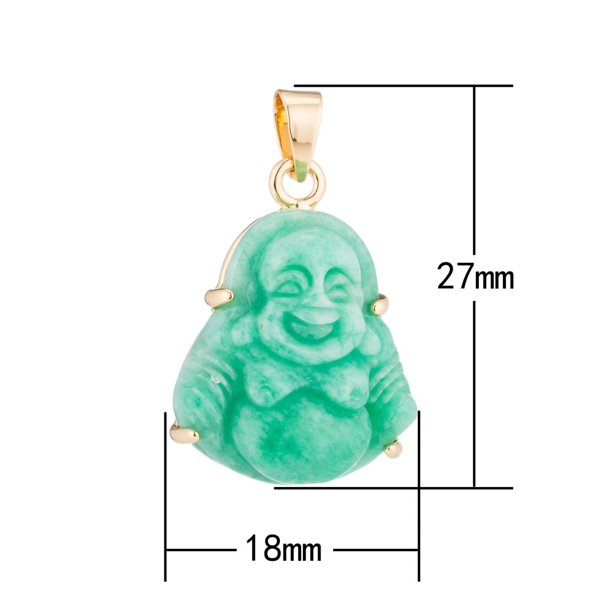 1pc Genuine Green Jade, Authentic, Laughing Buddha, Gemstone Buddhism Deity Religious Bracelet Charm Bead Finding Pendant For Jewelry Making O-091 - DLUXCA
