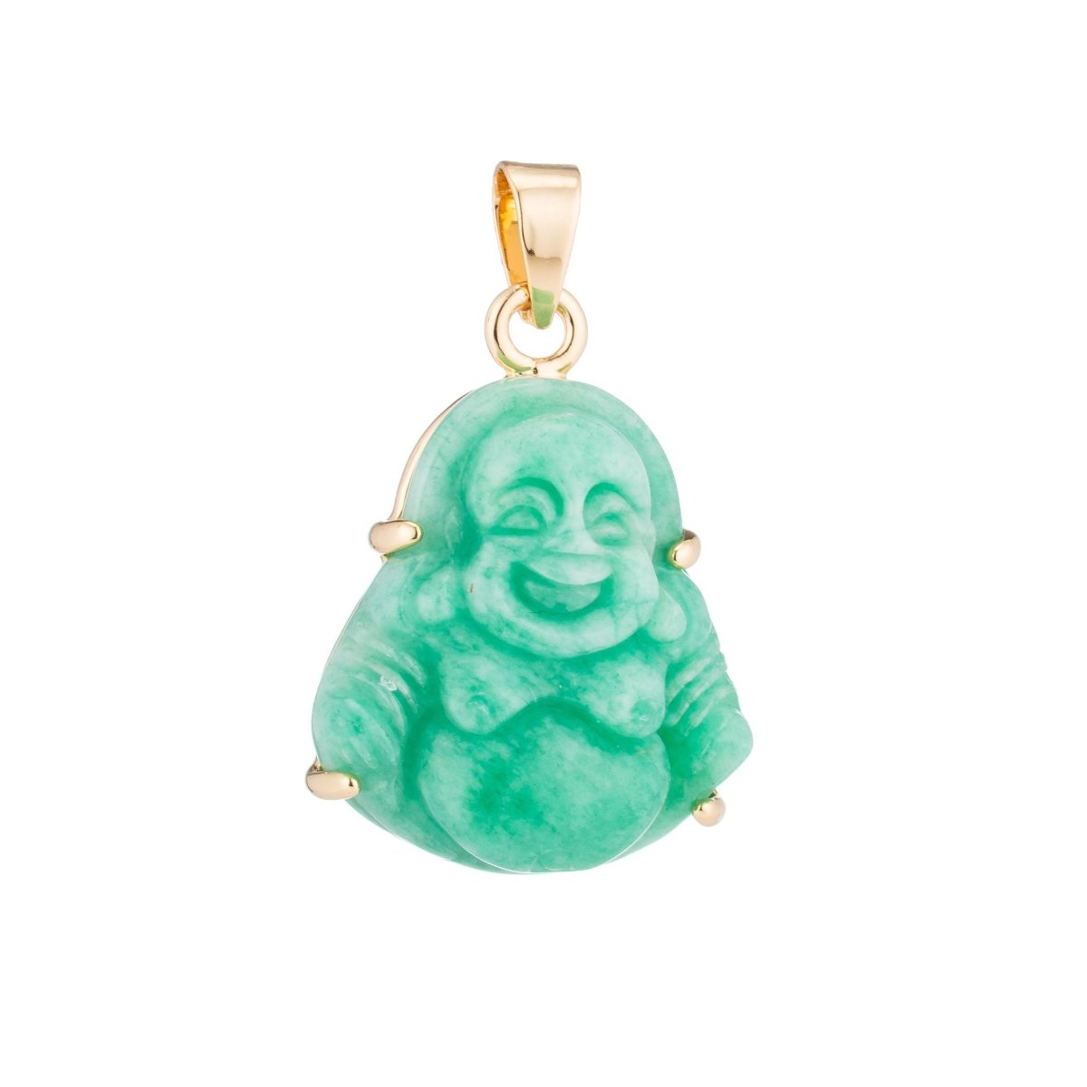 1pc Genuine Green Jade, Authentic, Laughing Buddha, Gemstone Buddhism Deity Religious Bracelet Charm Bead Finding Pendant For Jewelry Making O-091 - DLUXCA