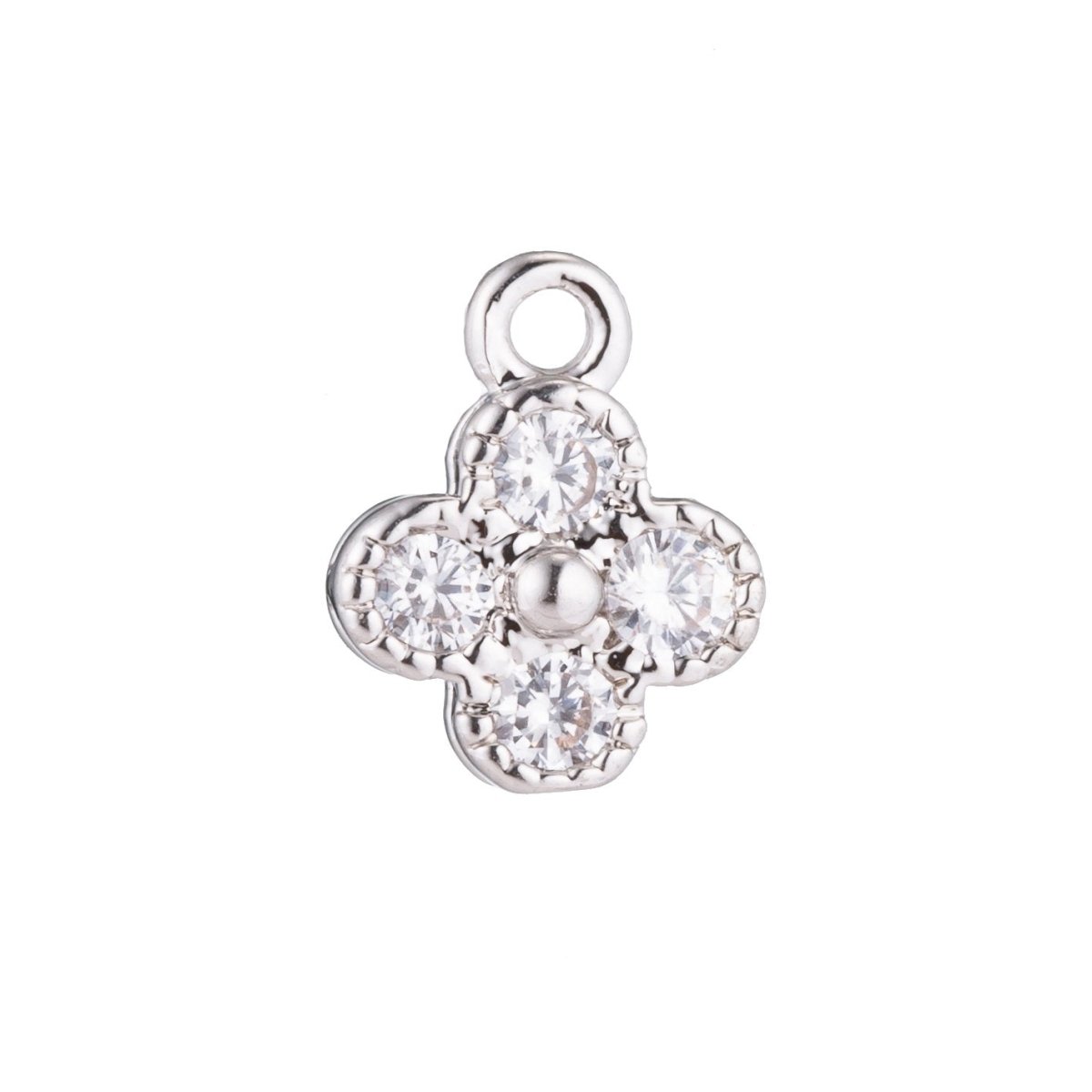 1pc Gold Filled Cute Flower, Circle of Love, Minimalist Chic, Cubic Zirconia Bracelet Charm, Necklace Pendant, Findings for Jewelry Making, C-214 - DLUXCA