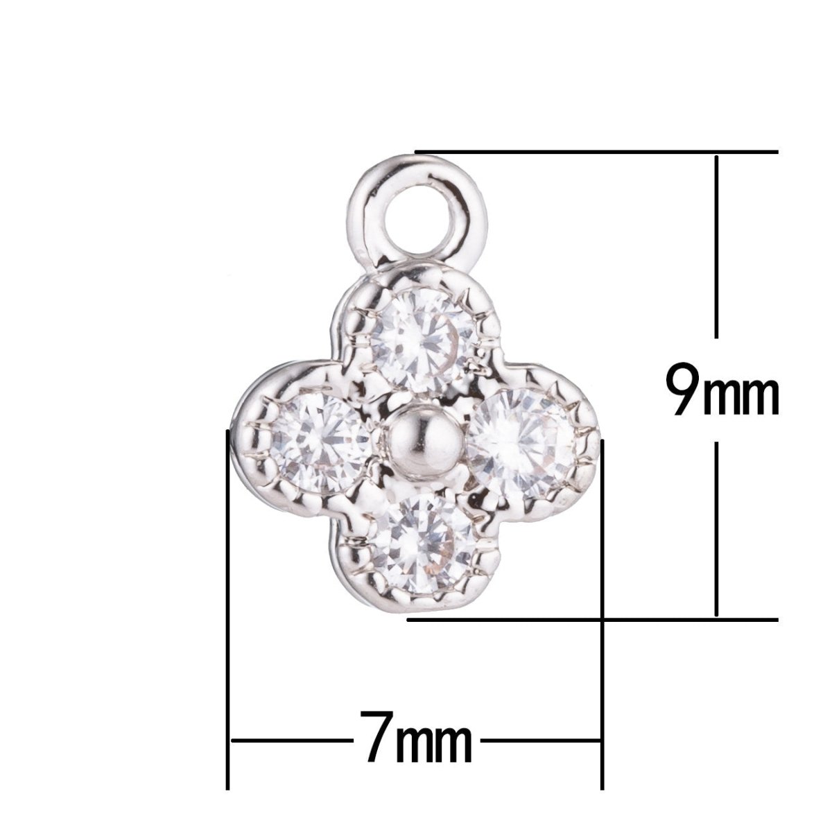 1pc Gold Filled Cute Flower, Circle of Love, Minimalist Chic, Cubic Zirconia Bracelet Charm, Necklace Pendant, Findings for Jewelry Making, C-214 - DLUXCA