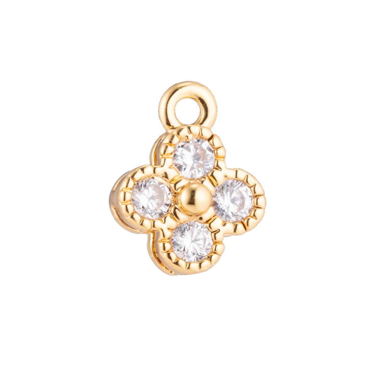 1pc Gold Filled Cute Flower, Circle of Love, Minimalist Chic, Cubic Zirconia Bracelet Charm, Necklace Pendant, Findings for Jewelry Making, C-214 - DLUXCA