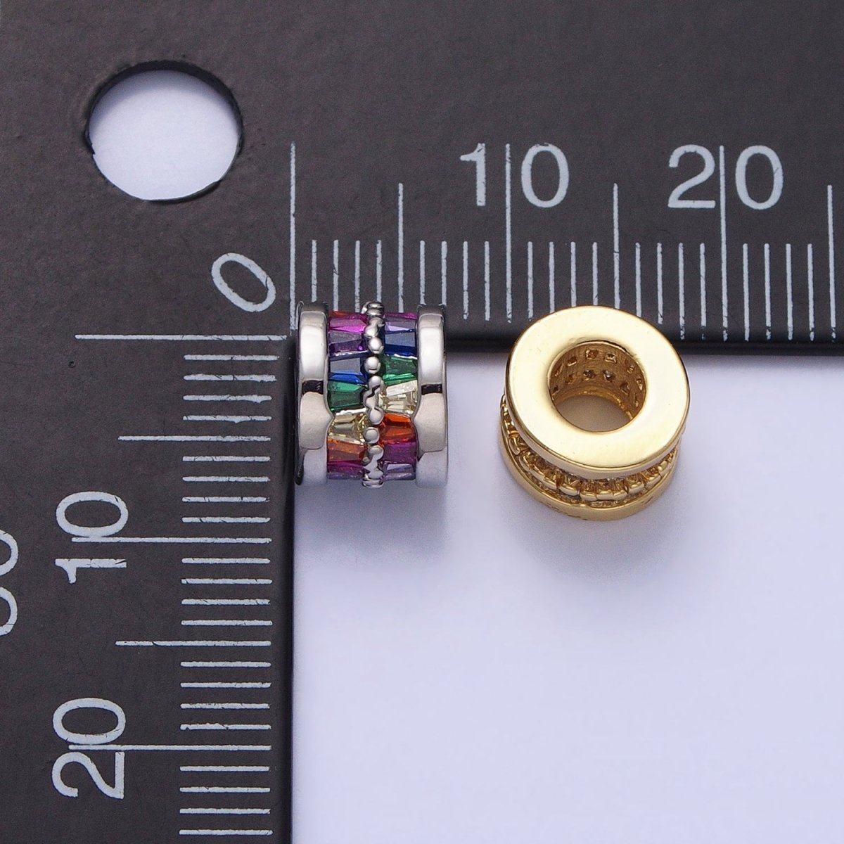 1pc Gold Filled Cylinder Beads, CZ Large Hole Cylinder Drum Barrel Micro Pave Beads, Silver Tube Multi Color CZ Beadd 6.8x8.2mm B-783 B-784 B-785 B-786 B-787 B-788 B-789 B-790 B-793 B-794 B-799 B-801 B-812 B-813 - DLUXCA