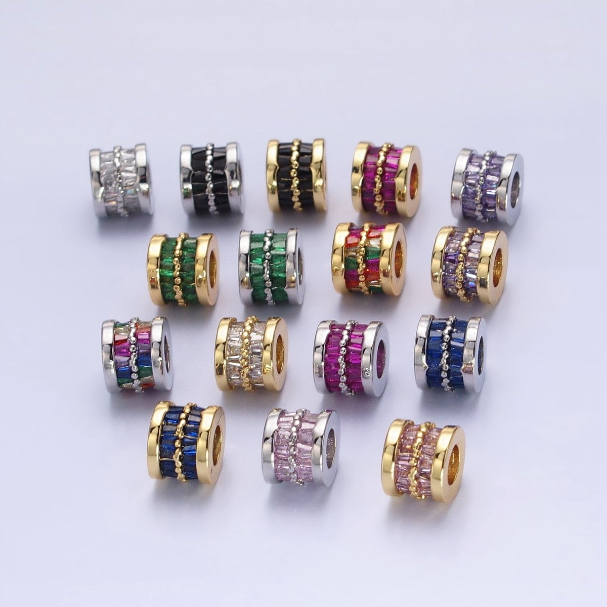 1pc Gold Filled Cylinder Beads, CZ Large Hole Cylinder Drum Barrel Micro Pave Beads, Silver Tube Multi Color CZ Beadd 6.8x8.2mm B-783 B-784 B-785 B-786 B-787 B-788 B-789 B-790 B-793 B-794 B-799 B-801 B-812 B-813 - DLUXCA