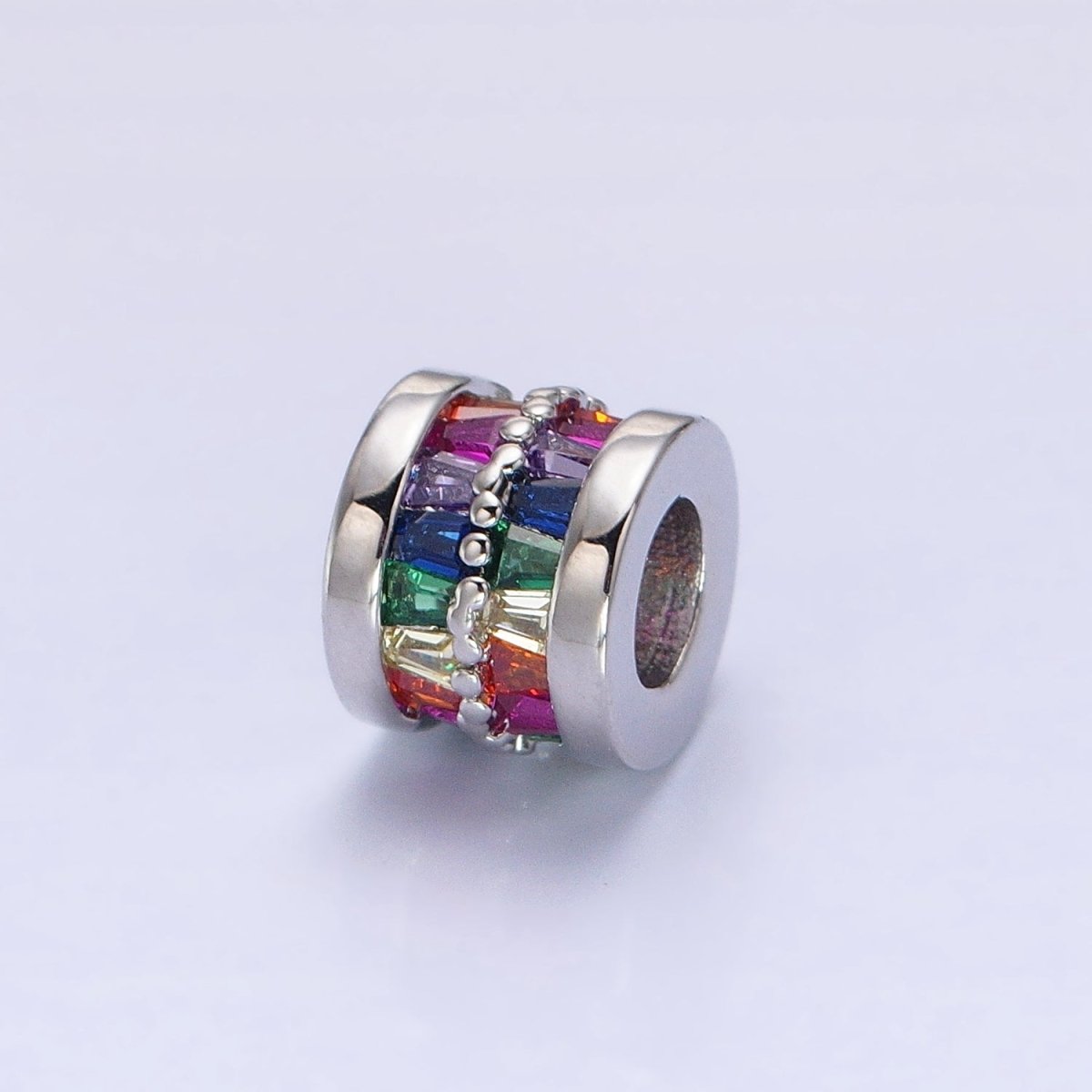 1pc Gold Filled Cylinder Beads, CZ Large Hole Cylinder Drum Barrel Micro Pave Beads, Silver Tube Multi Color CZ Beadd 6.8x8.2mm B-783 B-784 B-785 B-786 B-787 B-788 B-789 B-790 B-793 B-794 B-799 B-801 B-812 B-813 - DLUXCA