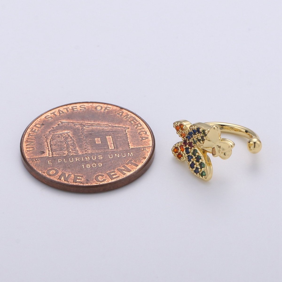 1pc Gold Filled Gorgeous Butterfly Ear Cuff Rainbow Butterflies Earring Micro Pave CZ Cubic Zirconia Wrap Earring gift for Christmas AI-101 - DLUXCA