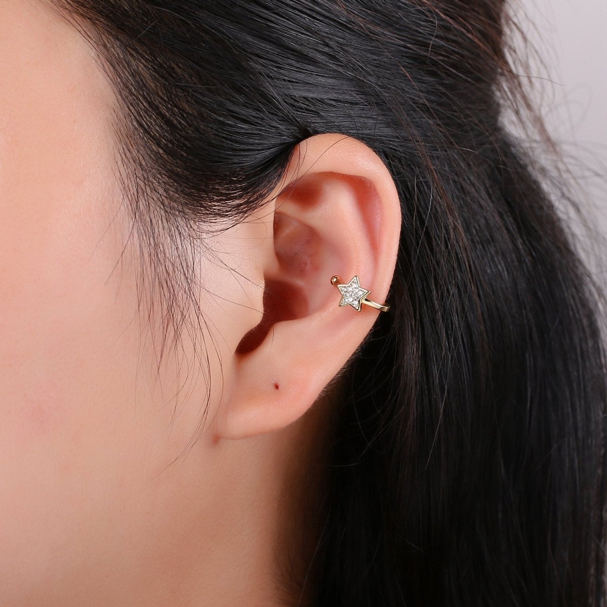 1pc Gold Filled Star Earring Ear Cuff Micro Pave CZ Cubic Zirconia Celestial Earrings Supply for Jewelry Making AI-099 - DLUXCA