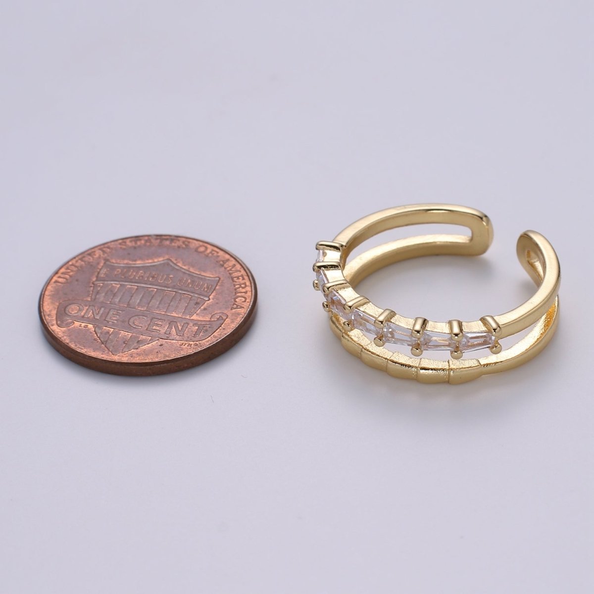 1pc Golden Two Circle Layers Ring CZ Crystal Geometric Daily Wear Ring Accessories/Jewelry O-953 - DLUXCA