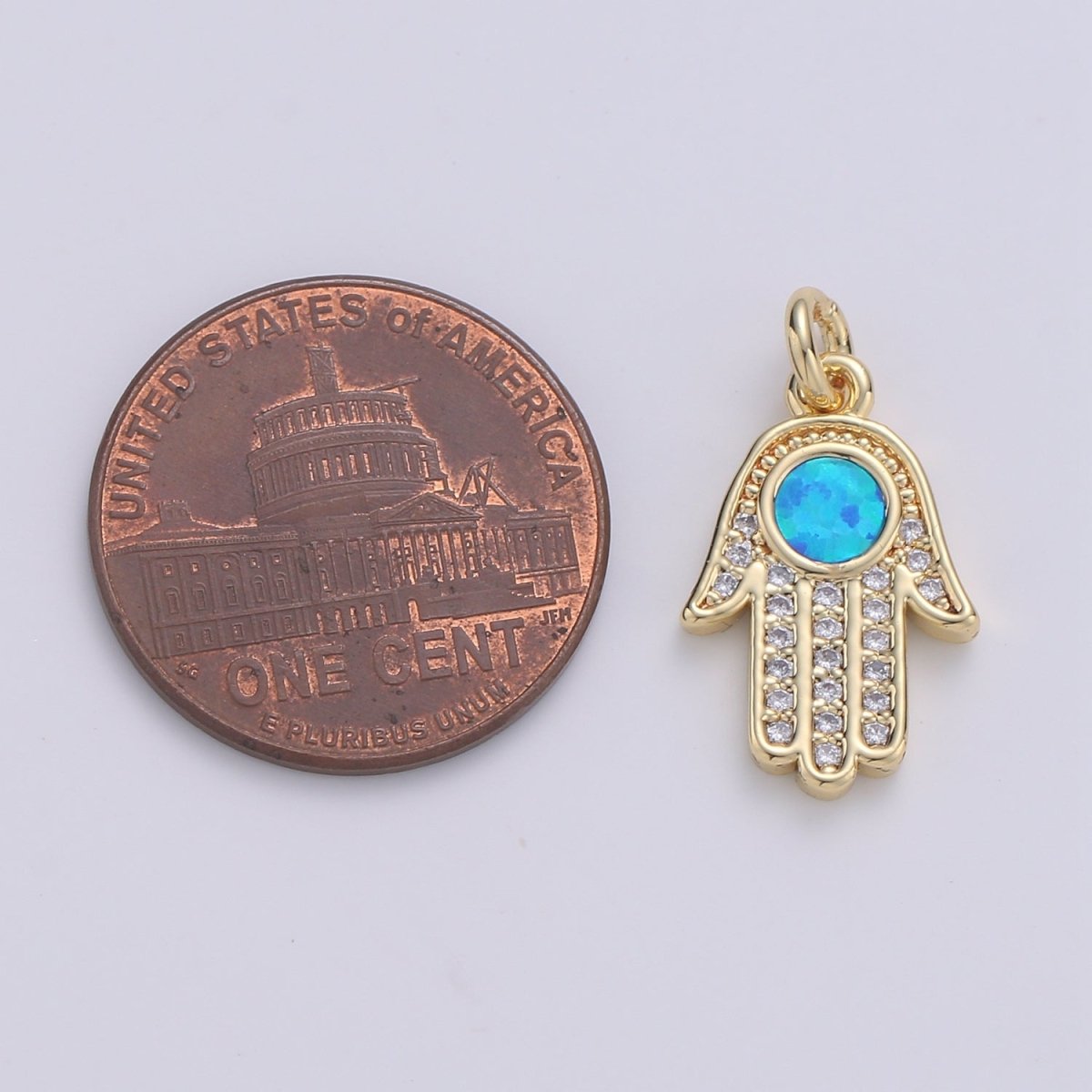 1pc Hamsa Hand, Green Opal, Evil Eye, Lucky Charm, Peace DIY Cubic Zirconia Bracelet Charm Bead Necklace Pendant Finding for Jewelry Making | C-199, E-280-E-282 - DLUXCA