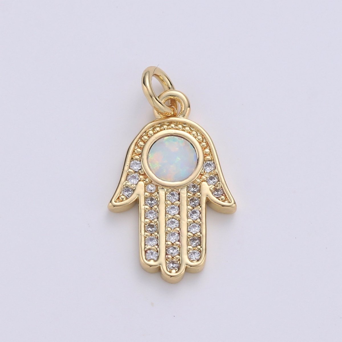 1pc Hamsa Hand, Green Opal, Evil Eye, Lucky Charm, Peace DIY Cubic Zirconia Bracelet Charm Bead Necklace Pendant Finding for Jewelry Making | C-199, E-280-E-282 - DLUXCA
