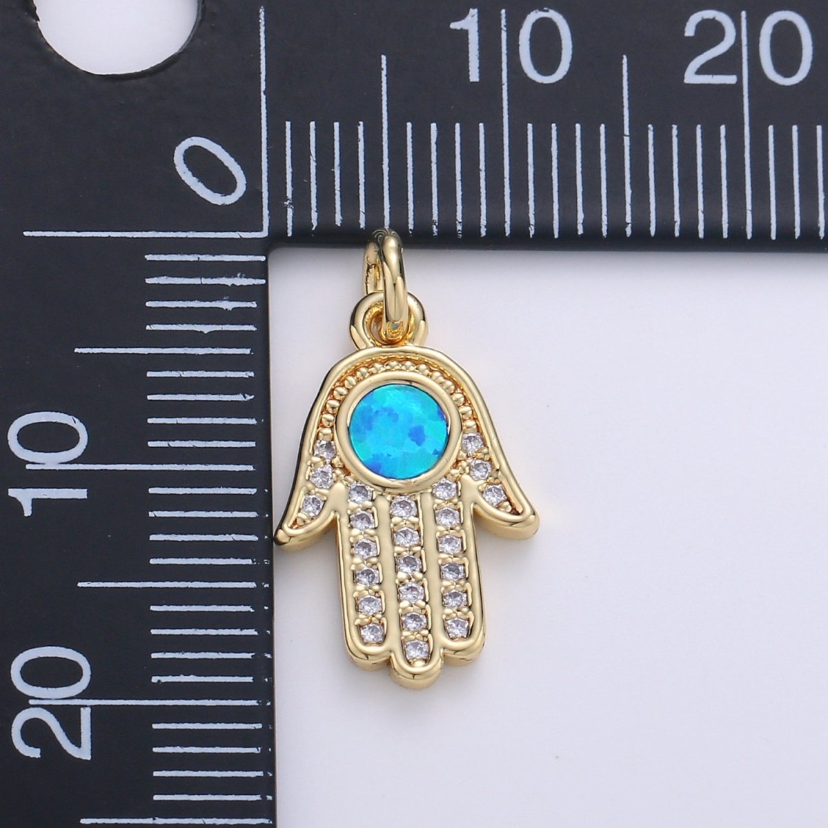 1pc Hamsa Hand, Green Opal, Evil Eye, Lucky Charm, Peace DIY Cubic Zirconia Bracelet Charm Bead Necklace Pendant Finding for Jewelry Making | C-199, E-280-E-282 - DLUXCA