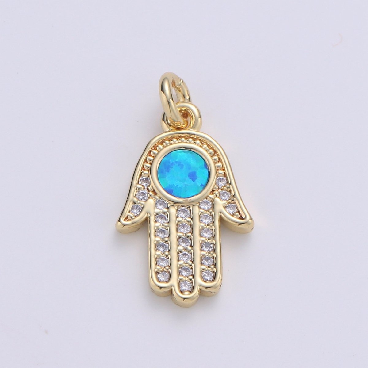 1pc Hamsa Hand, Green Opal, Evil Eye, Lucky Charm, Peace DIY Cubic Zirconia Bracelet Charm Bead Necklace Pendant Finding for Jewelry Making | C-199, E-280-E-282 - DLUXCA