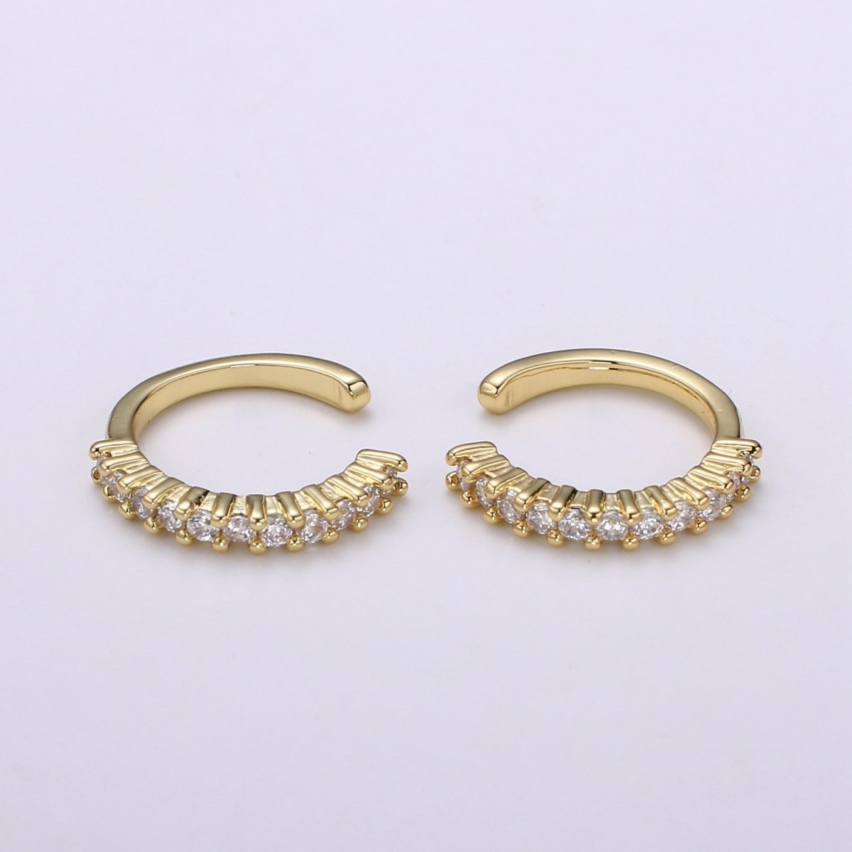 1Pc Micro Pace CZ Ear Cuff 24K Gold Ear cuff Earring, Nonpierced Ear cuff for Cartilage, ingle Earring, Minimalist ear cuff AI-144 - DLUXCA