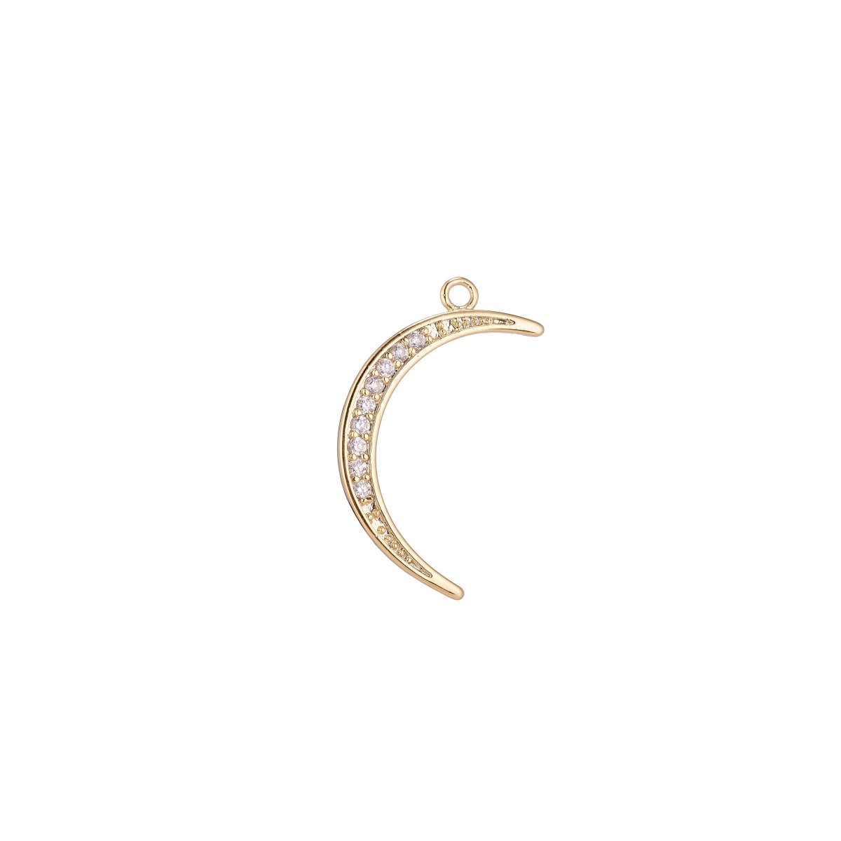1pc Thin Gold Filled Crescent Moon Celestial, Lunar, Tusk Cubic Zircon Layered Necklace Pendant Charm Bead Findings for Jewelry Making C-096 - DLUXCA