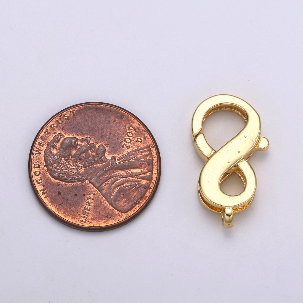 1pc Wholesale Lobster Clasp 24k Gold , Infinity Lobster Claw for Jewelry Making, Size 19.5mmX11.4mm L183 - DLUXCA