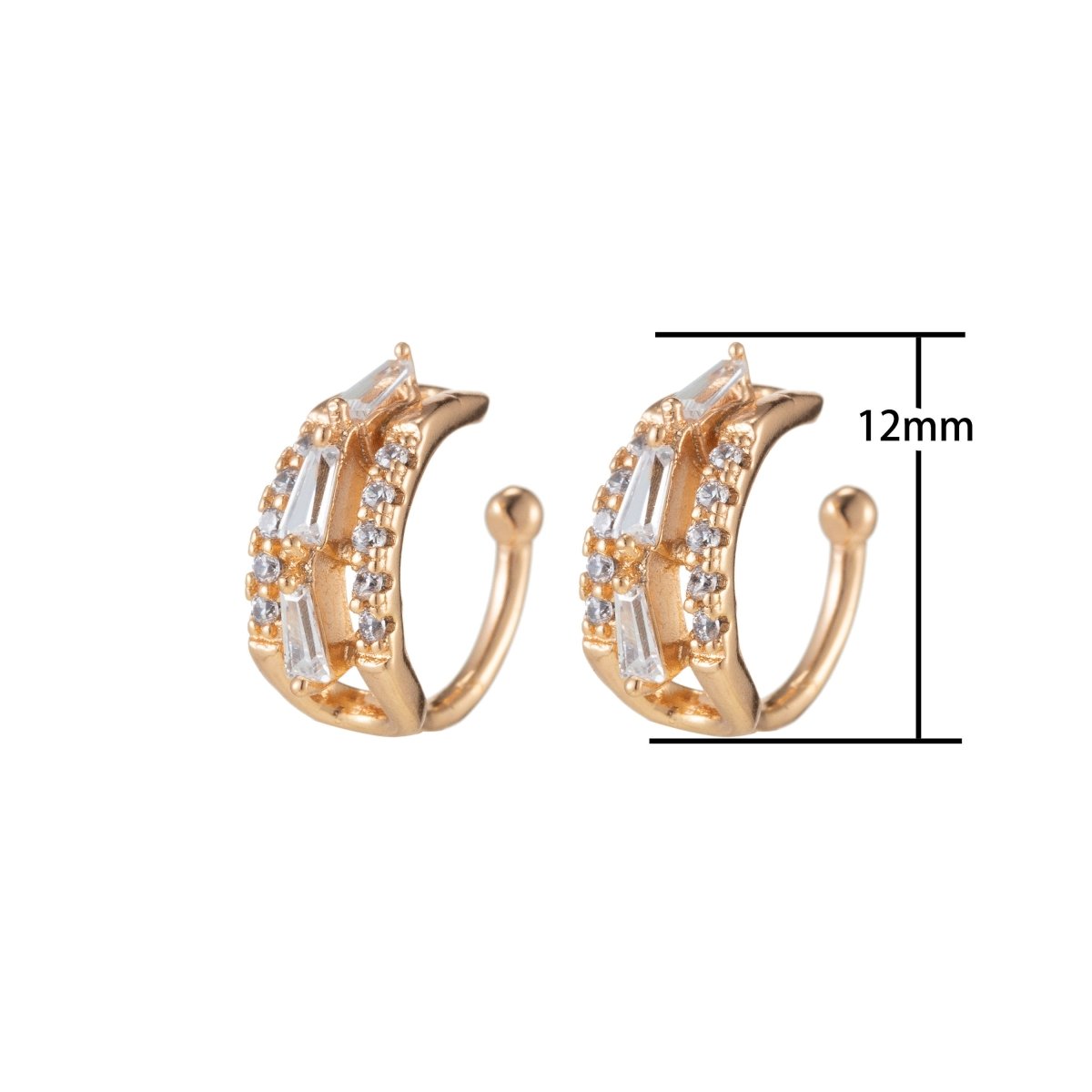 1x 18k Gold Filled Ear cuffs • Gold ear cuff • ear cuff no piercing Micro Pave earcuff • cartilage cuff • non pierced ear cuff, AI-050 - DLUXCA