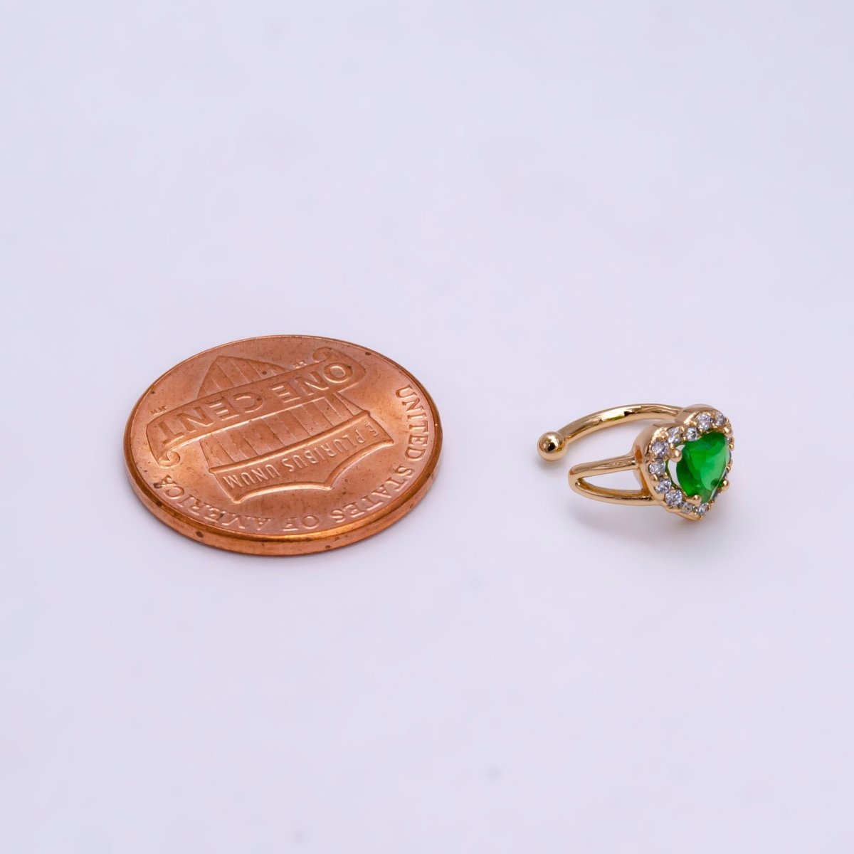 1x Blue Green Ear Cuffs for Non Pierced Ears Micro Pave Crystal Gold Clip on Conch Cuff Earrings for Women Girls, AI-062 AI-063. - DLUXCA