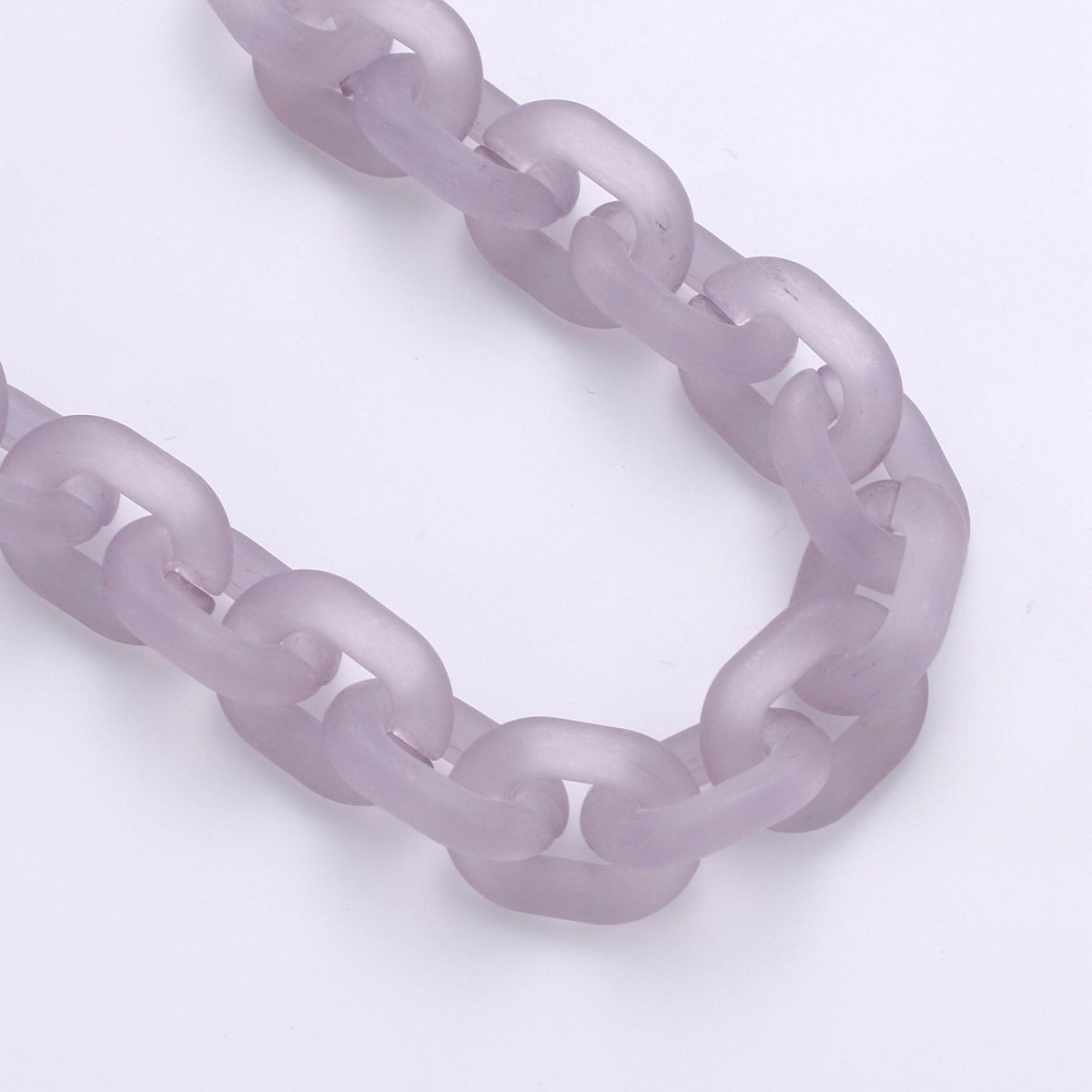 1X Clear Matte Oval Acrylic Chain, Translucent Plastic Chain, Chunky Necklace Chain with Open Links Size 23.8mm x 18.8mm - DLUXCA