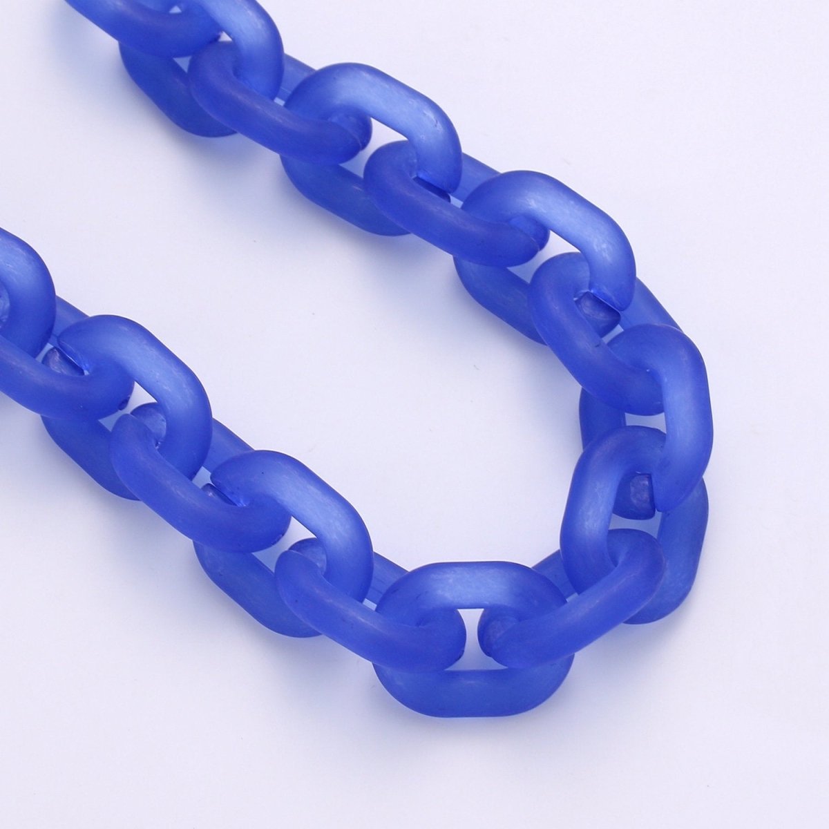 1X Clear Matte Oval Acrylic Chain, Translucent Plastic Chain, Chunky Necklace Chain with Open Links Size 23.8mm x 18.8mm - DLUXCA