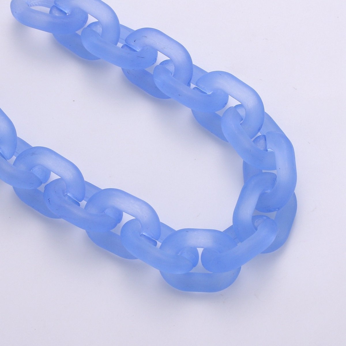 1X Clear Matte Oval Acrylic Chain, Translucent Plastic Chain, Chunky Necklace Chain with Open Links Size 23.8mm x 18.8mm - DLUXCA
