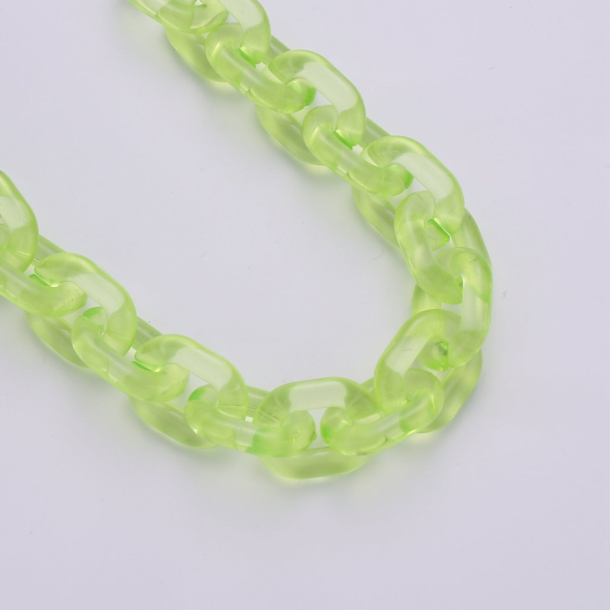 1X Clear Oval Acrylic Link Chain, Translucent Plastic Chain, Chunky Necklace Chain with Open Links Size 23.8mm x 18.8mm - DLUXCA
