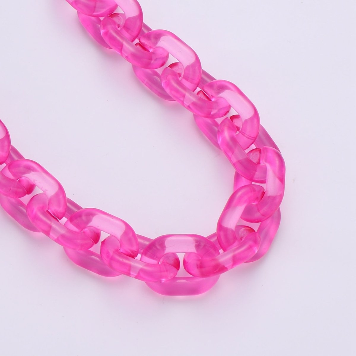 1X Clear Oval Acrylic Link Chain, Translucent Plastic Chain, Chunky Necklace Chain with Open Links Size 23.8mm x 18.8mm - DLUXCA