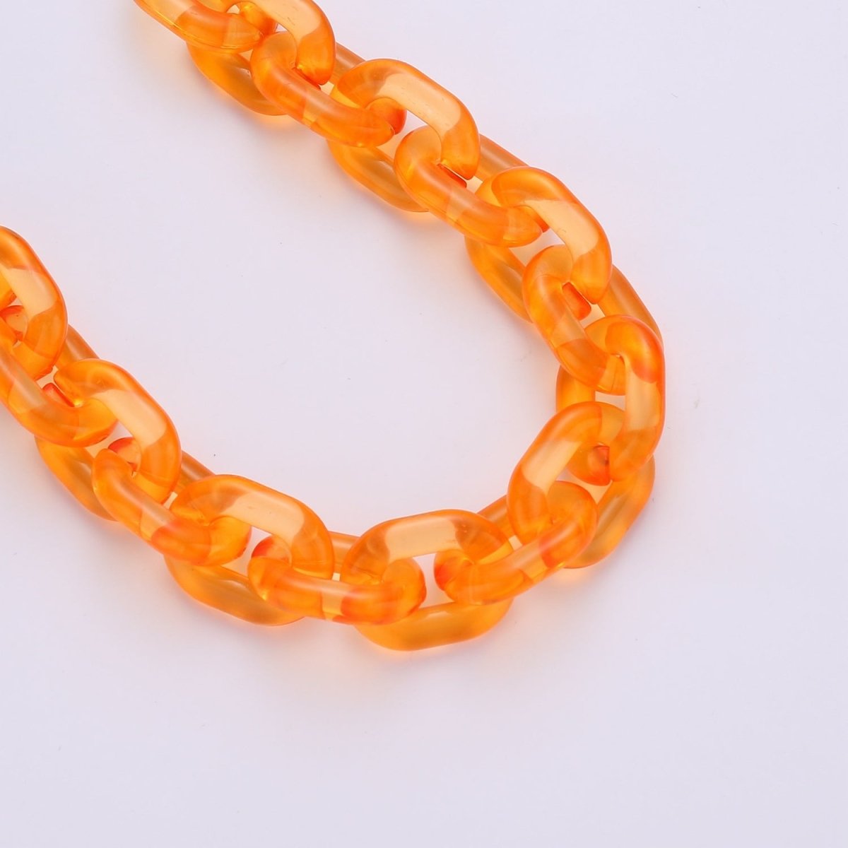 1X Clear Oval Acrylic Link Chain, Translucent Plastic Chain, Chunky Necklace Chain with Open Links Size 23.8mm x 18.8mm - DLUXCA