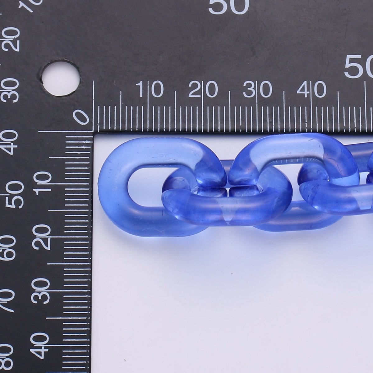 1X Clear Oval Acrylic Link Chain, Translucent Plastic Chain, Chunky Necklace Chain with Open Links Size 23.8mm x 18.8mm - DLUXCA