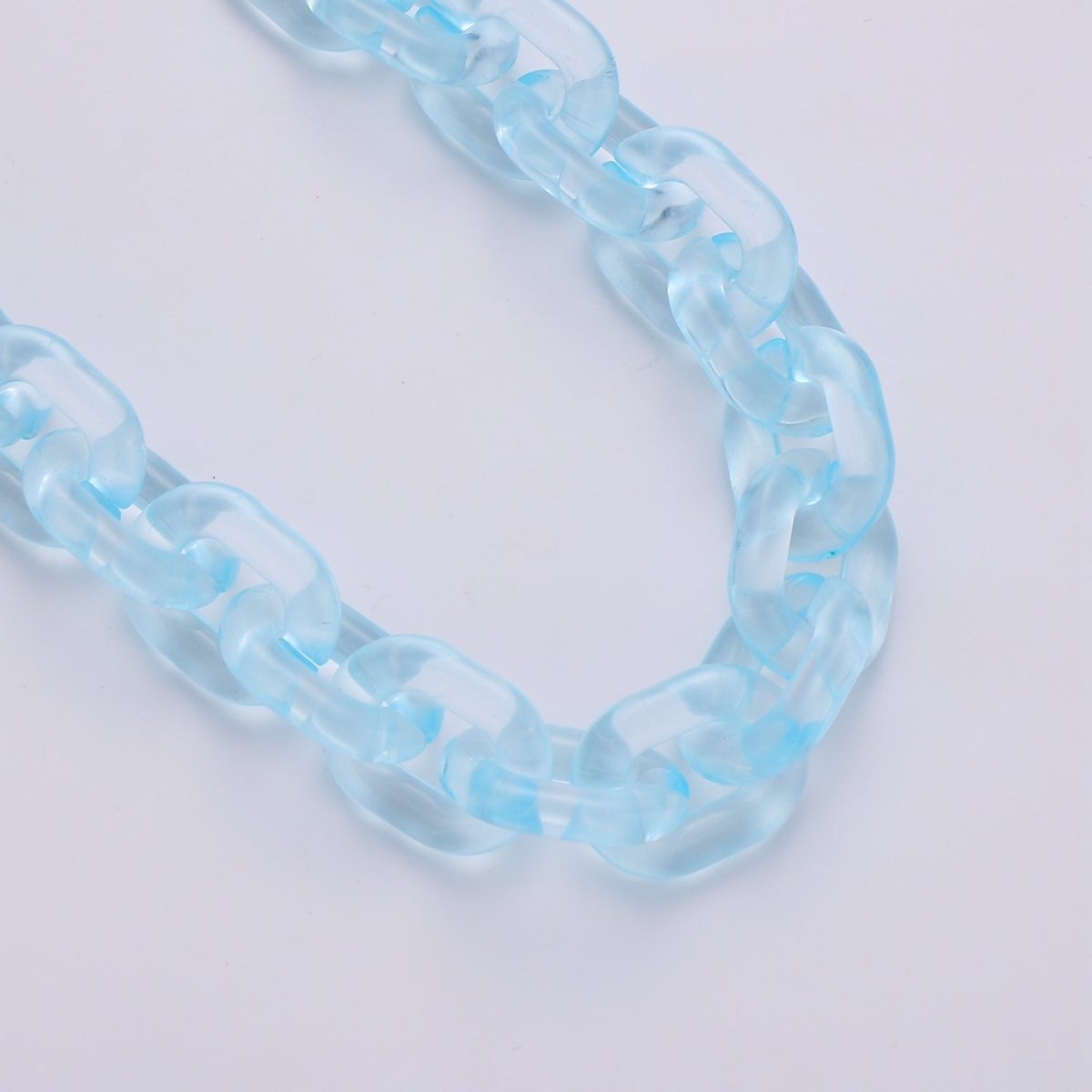 1X Clear Oval Acrylic Link Chain, Translucent Plastic Chain, Chunky Necklace Chain with Open Links Size 23.8mm x 18.8mm - DLUXCA