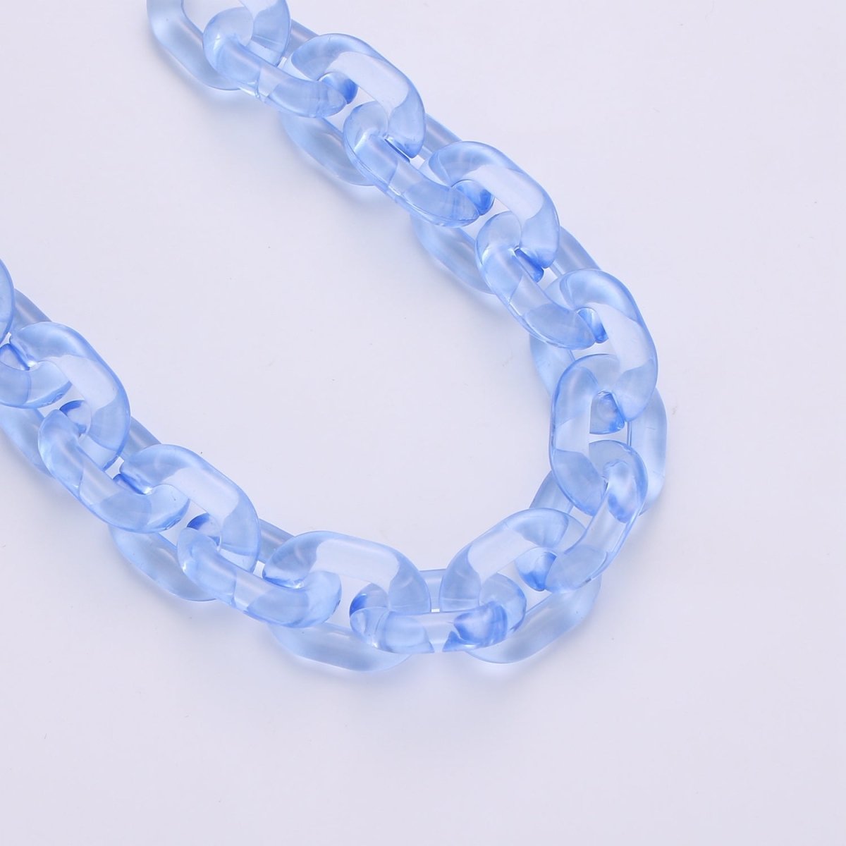 1X Clear Oval Acrylic Link Chain, Translucent Plastic Chain, Chunky Necklace Chain with Open Links Size 23.8mm x 18.8mm - DLUXCA