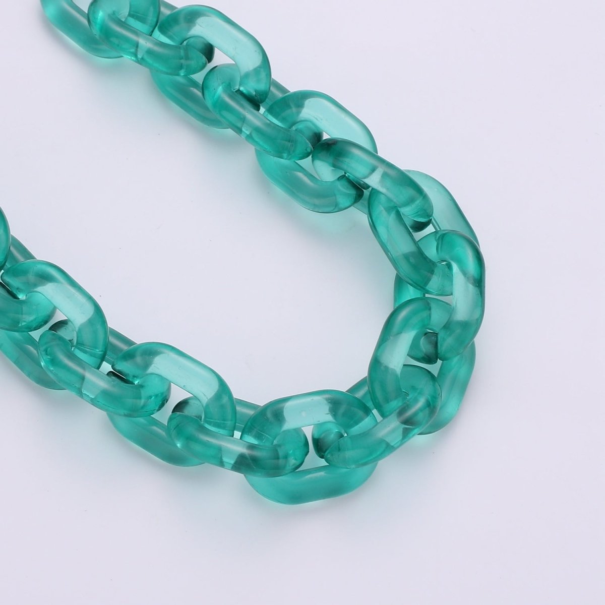 1X Clear Oval Acrylic Link Chain, Translucent Plastic Chain, Chunky Necklace Chain with Open Links Size 23.8mm x 18.8mm - DLUXCA
