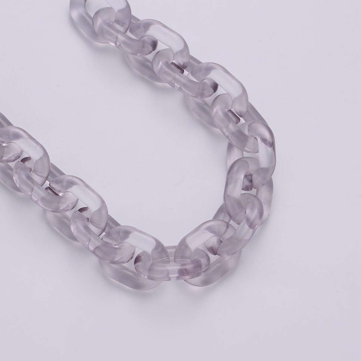 1X Clear Oval Acrylic Link Chain, Translucent Plastic Chain, Chunky Necklace Chain with Open Links Size 23.8mm x 18.8mm - DLUXCA