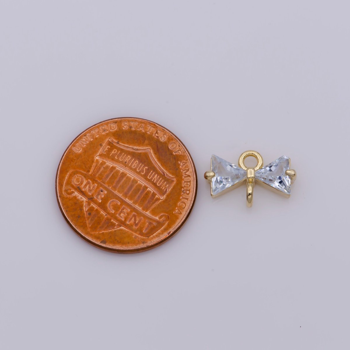 1x Cubic Bow Zirconia 14k Gold Filled Charm Connector, Bow Pendant, Cz Bow Charms with Open Link for Necklace Earring Component - DLUXCA