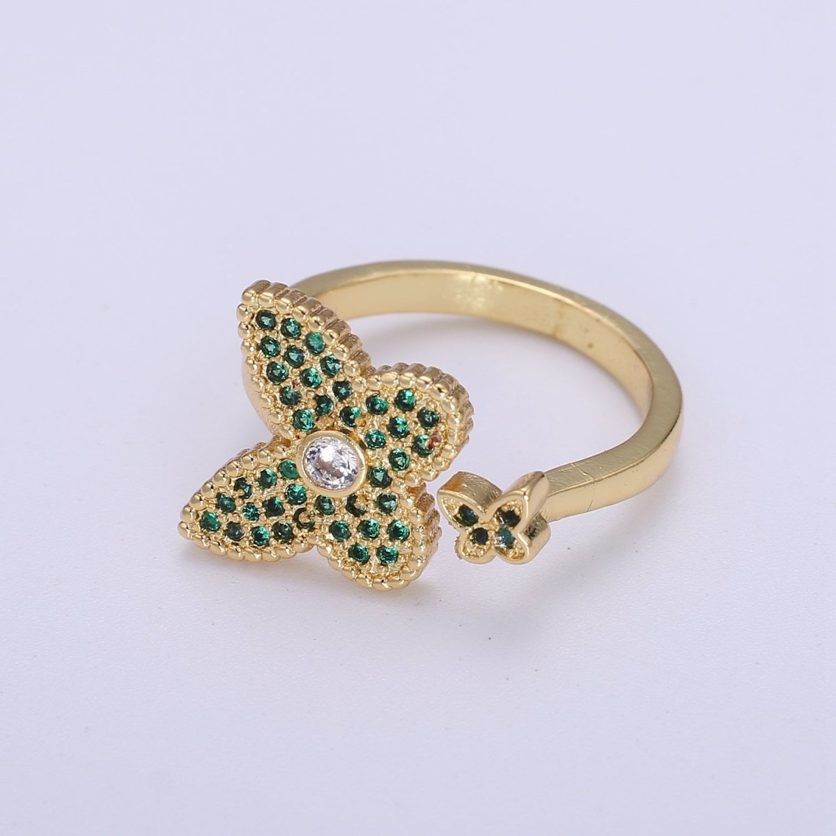 1x Dainty Butterfly Ring, Adjustable Gold Ring, Cz Mariposa Ring, Animal Lover Ring for Minimalist jewelry Everyday Wear O-273 ~ O-276 - DLUXCA