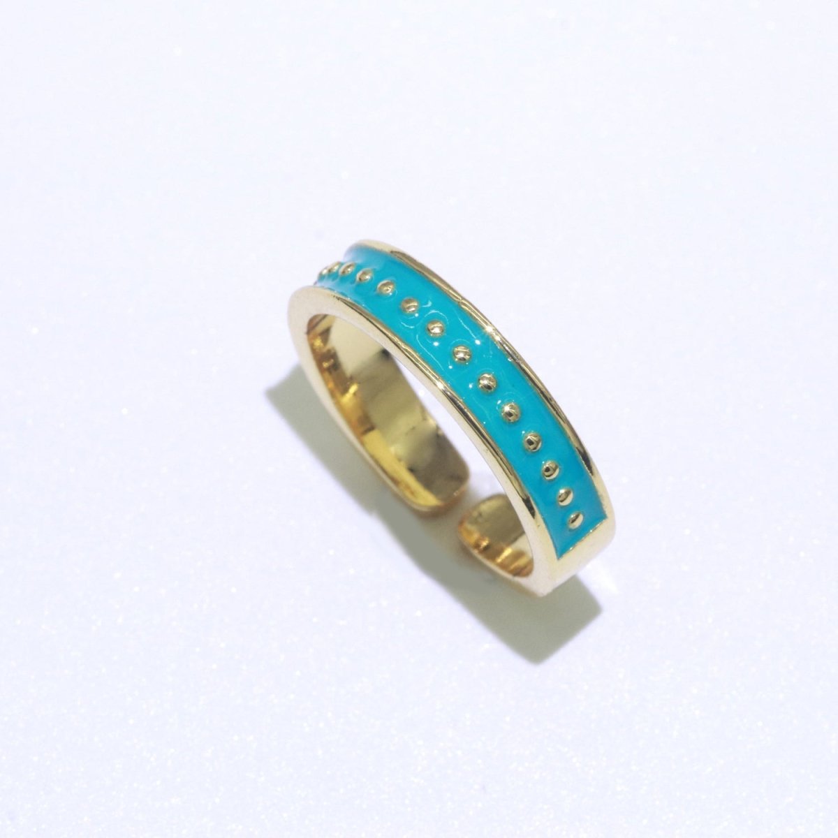 1x Dainty Colorful Enamel Ring Multicolor Enamel Band Dots Ring Stacking Open Adjustable Ring O-379 ~ O-386 - DLUXCA