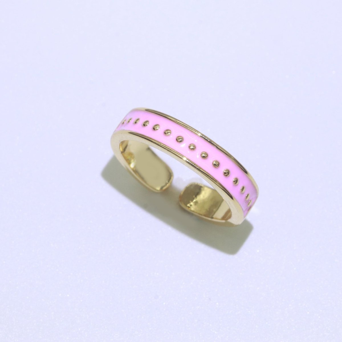 1x Dainty Colorful Enamel Ring Multicolor Enamel Band Dots Ring Stacking Open Adjustable Ring O-379 ~ O-386 - DLUXCA