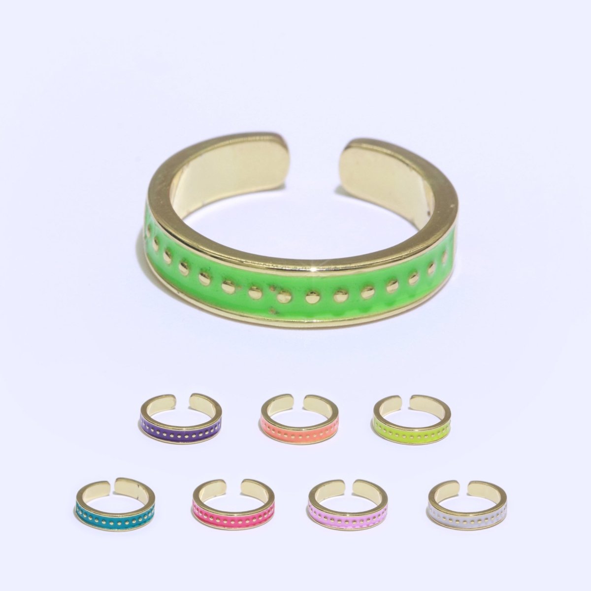 1x Dainty Colorful Enamel Ring Multicolor Enamel Band Dots Ring Stacking Open Adjustable Ring O-379 ~ O-386 - DLUXCA