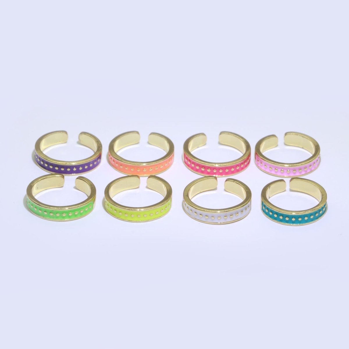 1x Dainty Colorful Enamel Ring Multicolor Enamel Band Dots Ring Stacking Open Adjustable Ring O-379 ~ O-386 - DLUXCA