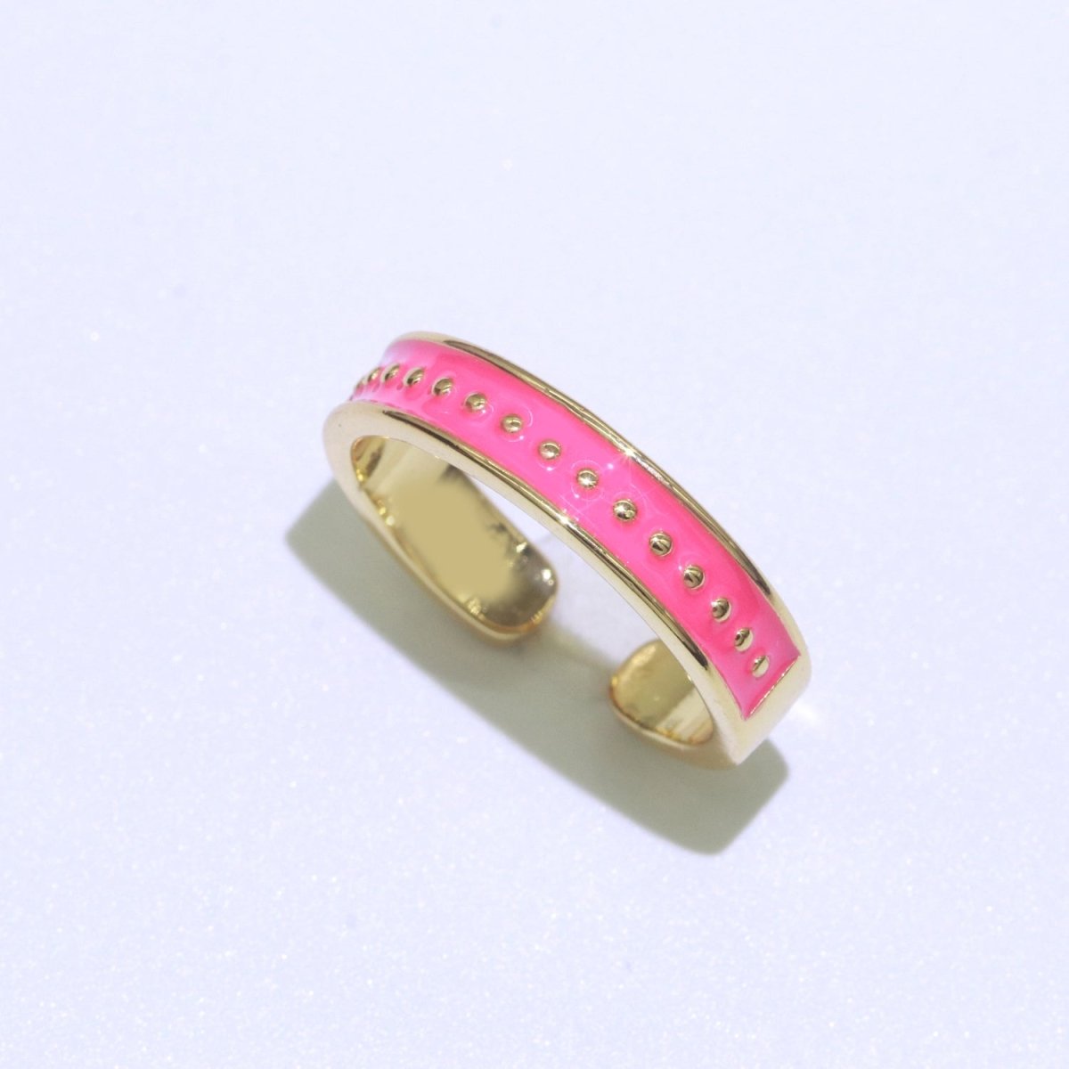 1x Dainty Colorful Enamel Ring Multicolor Enamel Band Dots Ring Stacking Open Adjustable Ring O-379 ~ O-386 - DLUXCA