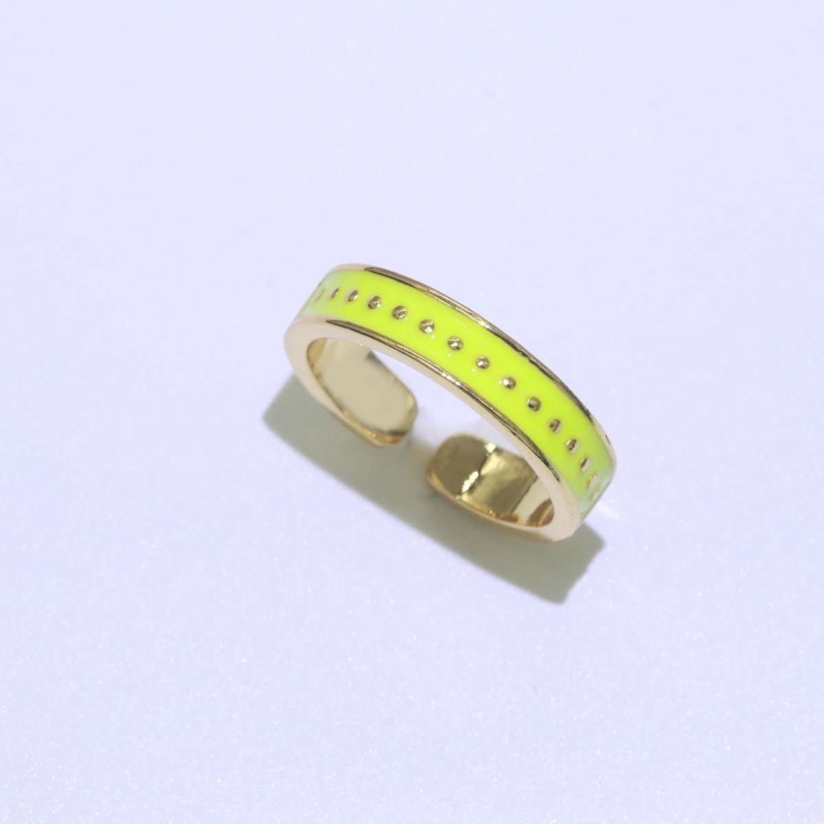 1x Dainty Colorful Enamel Ring Multicolor Enamel Band Dots Ring Stacking Open Adjustable Ring O-379 ~ O-386 - DLUXCA