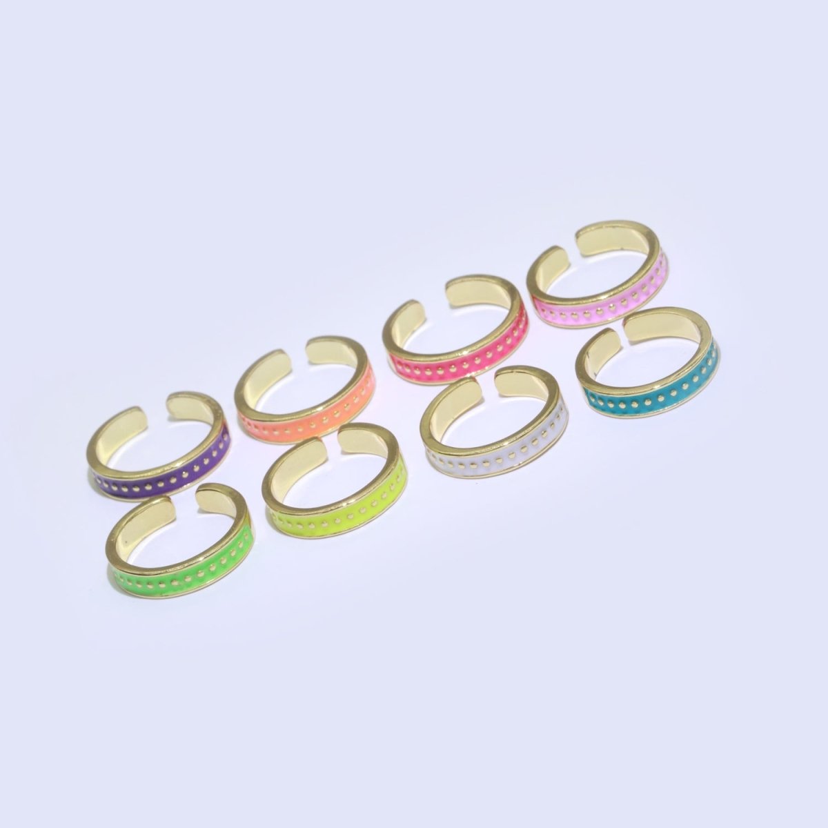 1x Dainty Colorful Enamel Ring Multicolor Enamel Band Dots Ring Stacking Open Adjustable Ring O-379 ~ O-386 - DLUXCA