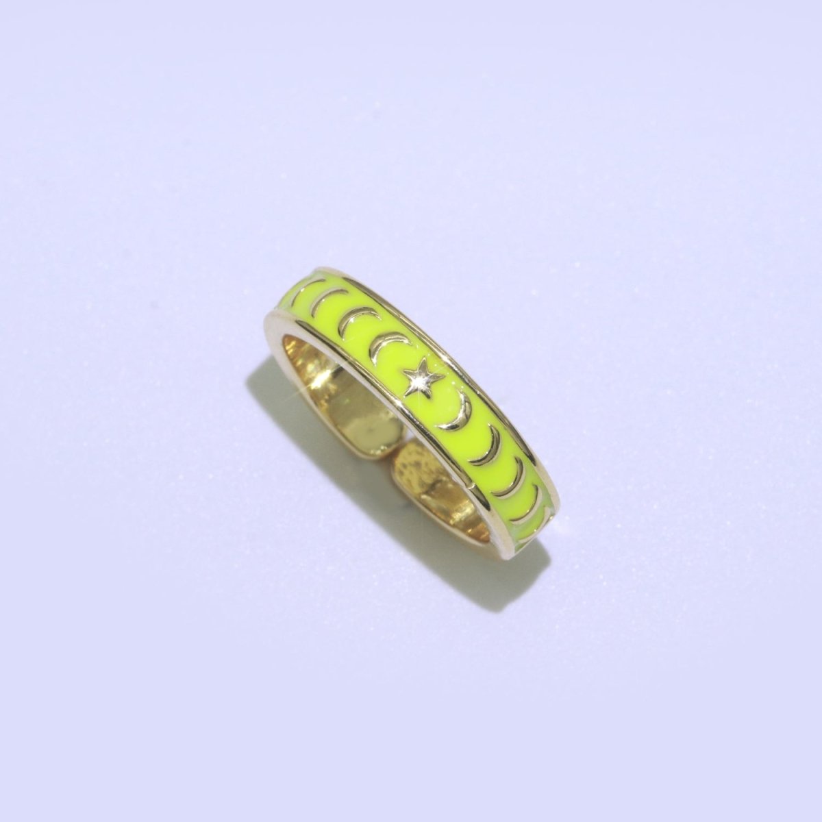 1x Dainty Colorful Enamel Ring Multicolor Enamel Band Moon Star Ring Stacking Open Adjustable Ring O-371 ~ O-378 - DLUXCA