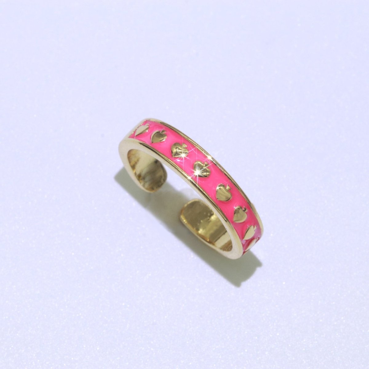 1x Dainty Colorful Enamel Ring Multicolor Enamel Band Spade Ring Stacking Open Ring Adjustable Ring Yellow Teal Pink Green White Neon Ring O-395 ~ O-402 - DLUXCA