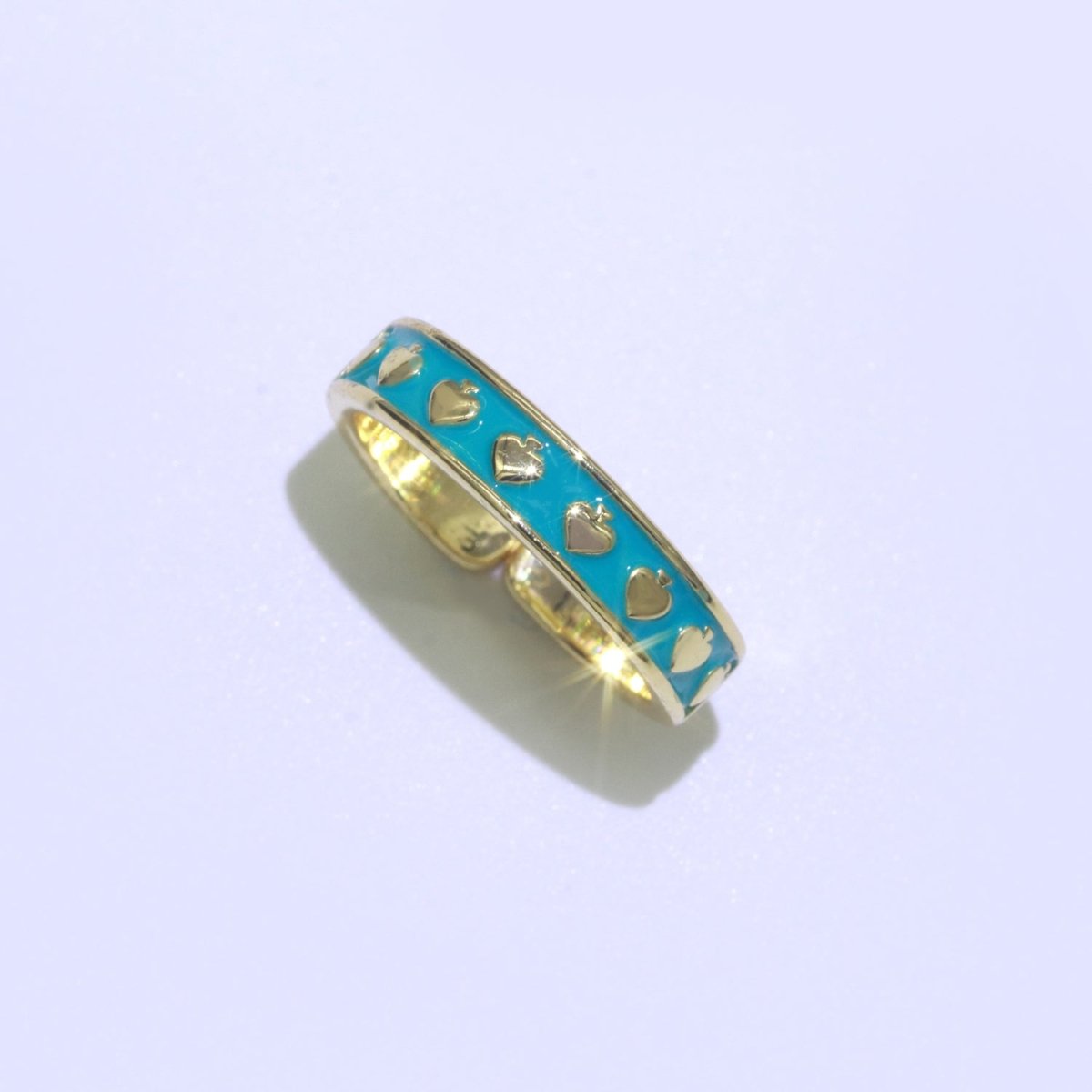 1x Dainty Colorful Enamel Ring Multicolor Enamel Band Spade Ring Stacking Open Ring Adjustable Ring Yellow Teal Pink Green White Neon Ring O-395 ~ O-402 - DLUXCA