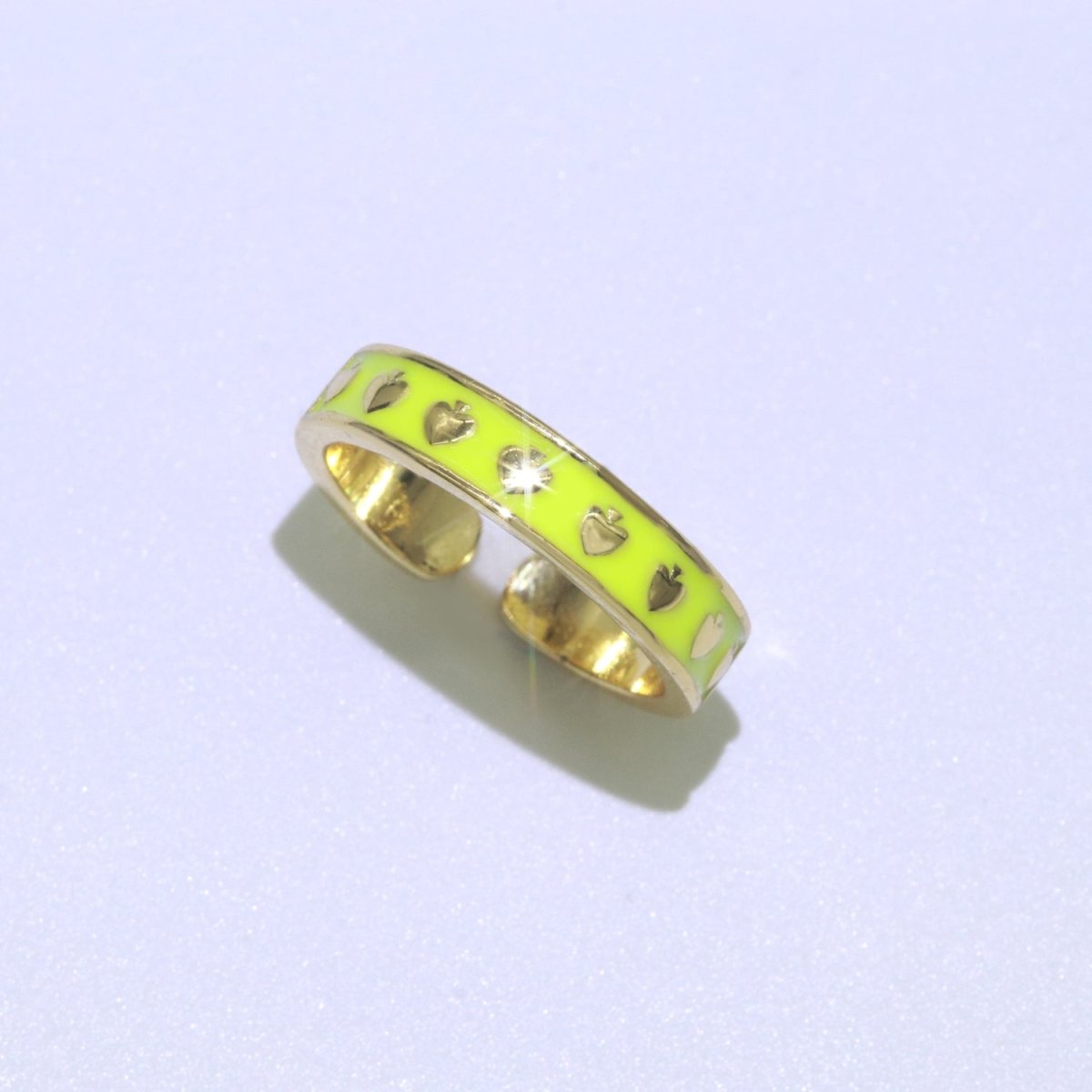 1x Dainty Colorful Enamel Ring Multicolor Enamel Band Spade Ring Stacking Open Ring Adjustable Ring Yellow Teal Pink Green White Neon Ring O-395 ~ O-402 - DLUXCA