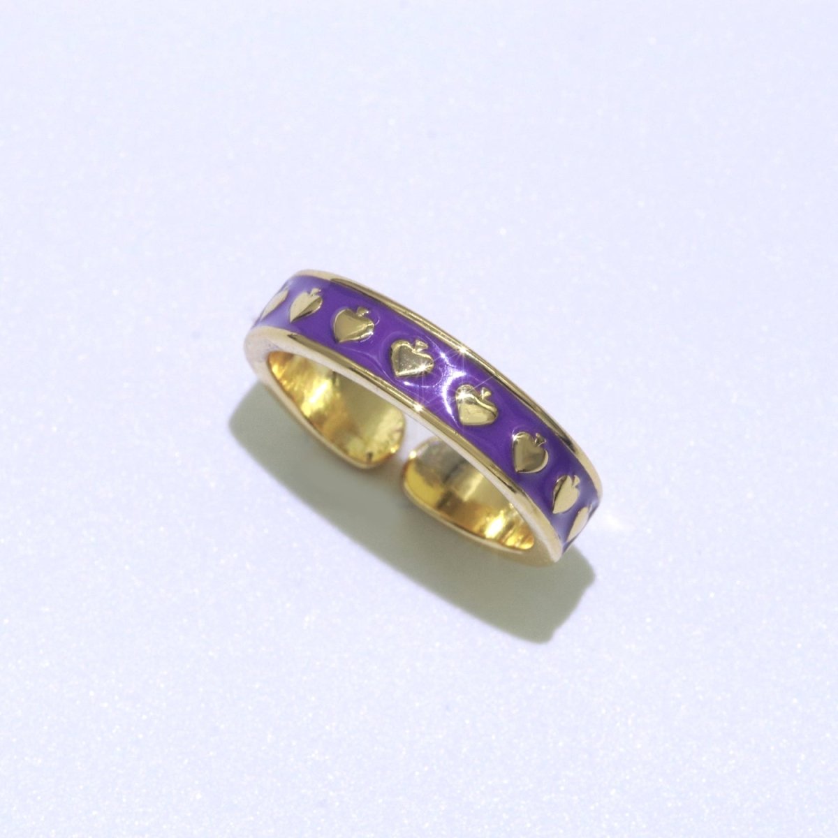 1x Dainty Colorful Enamel Ring Multicolor Enamel Band Spade Ring Stacking Open Ring Adjustable Ring Yellow Teal Pink Green White Neon Ring O-395 ~ O-402 - DLUXCA