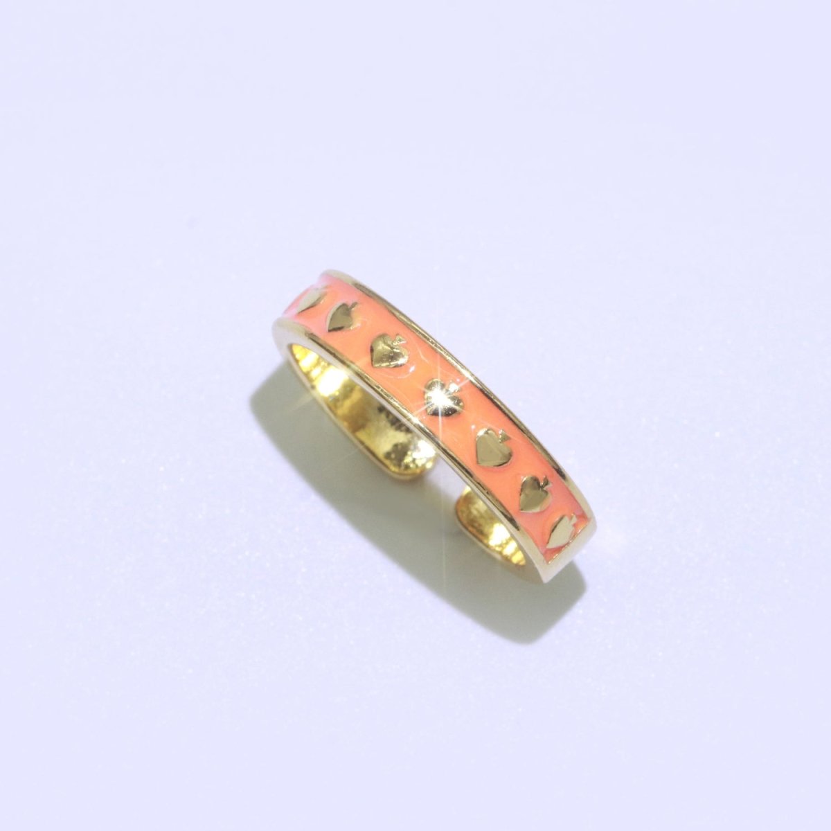1x Dainty Colorful Enamel Ring Multicolor Enamel Band Spade Ring Stacking Open Ring Adjustable Ring Yellow Teal Pink Green White Neon Ring O-395 ~ O-402 - DLUXCA